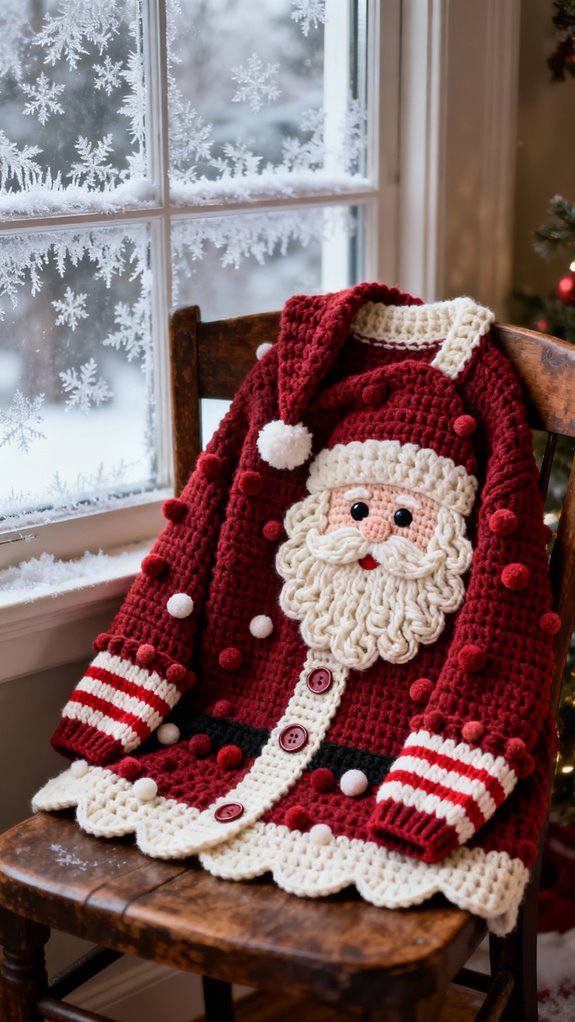 whimsical santa cardigan design