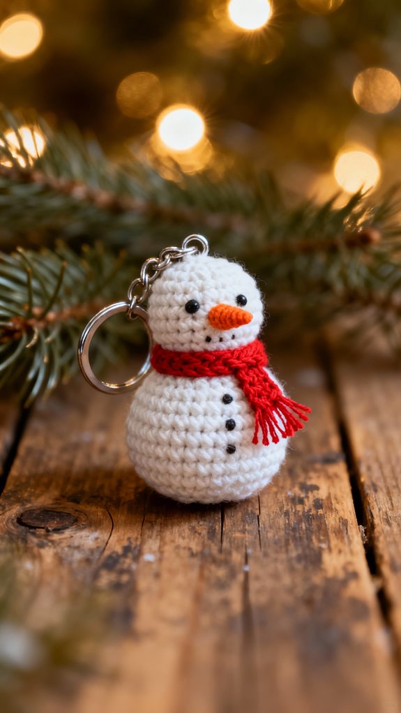 whimsical snowman keychains crochet